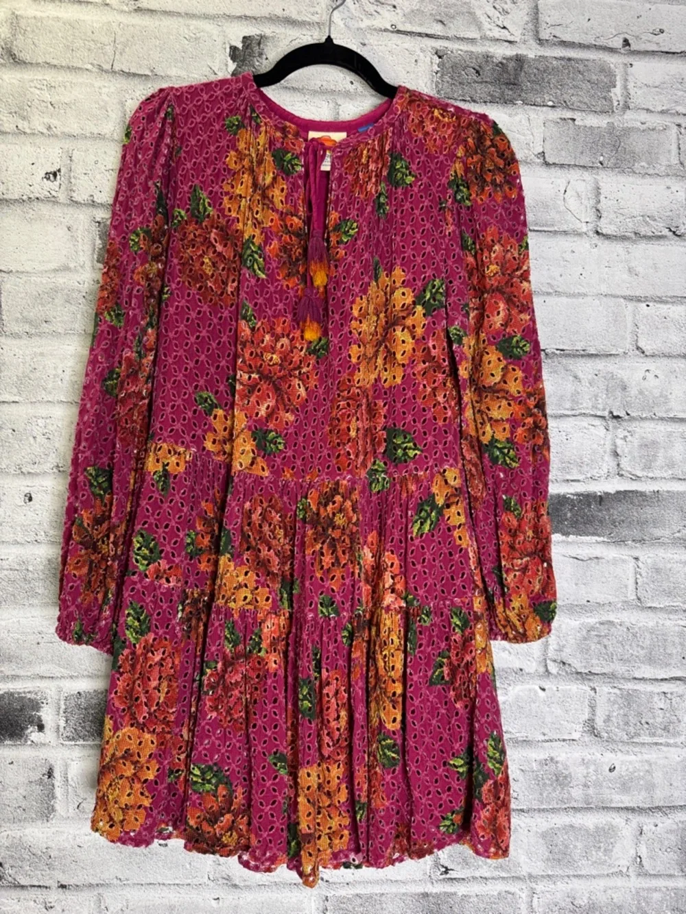 Anthropologie Farm Rio Macaw Crosstitch Embroidered Tunic Dress - Picture 1 of 12